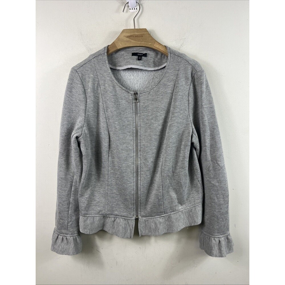 Samantha Dru Full Zip Ruffle Sleeve Sweatshirt Jacket Women's Medium